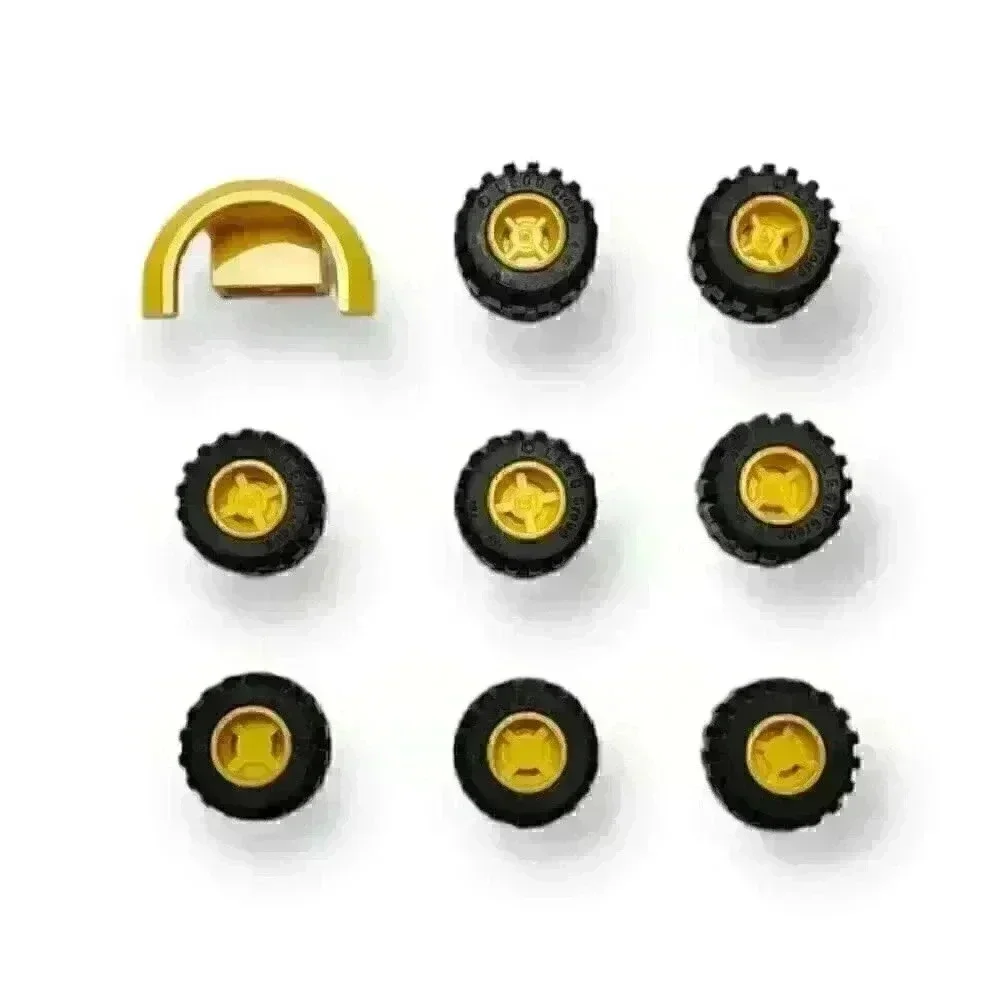 Lego Wheels / Tires 6014b 6015 6014bc04 87697 21mm D. x 12mm Yellow (Lot of 8)